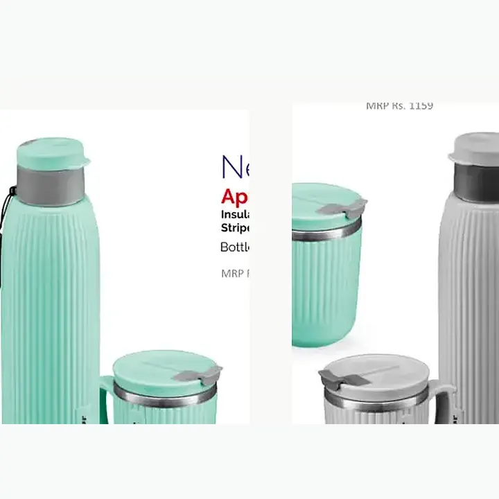 Apple Set — Striped Bottle & Flip Top Mug detail