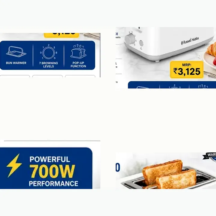 16600 — 2 SLICE PLASTIC BODY TOASTER (750 w)