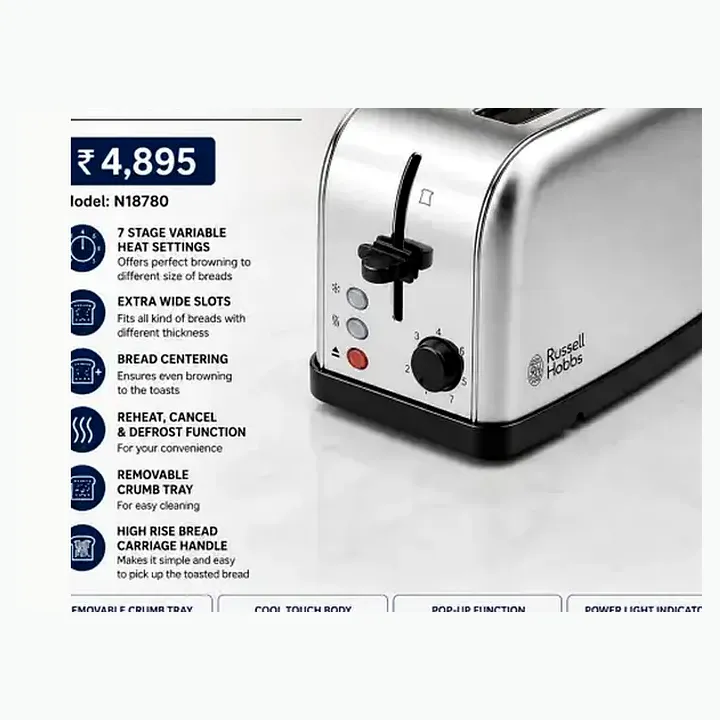 N 18780 — 2 SLICE STEEL TOASTER (720 - 850 w) detail