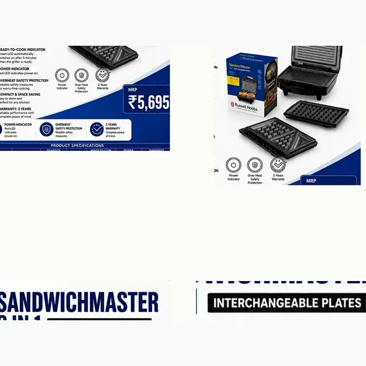 Rst 900 M3 Xl — M3 Changeable Plates Sanswich Toster (900w)