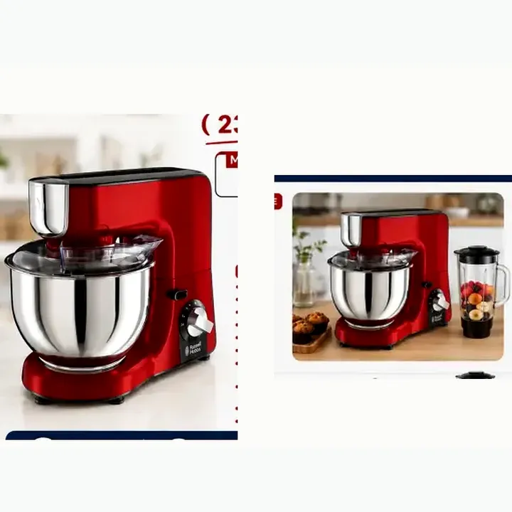 23480-56 — RED COLOUR 1000 W / 5 L SS Bowl , 1.5L Glass Blending Jug