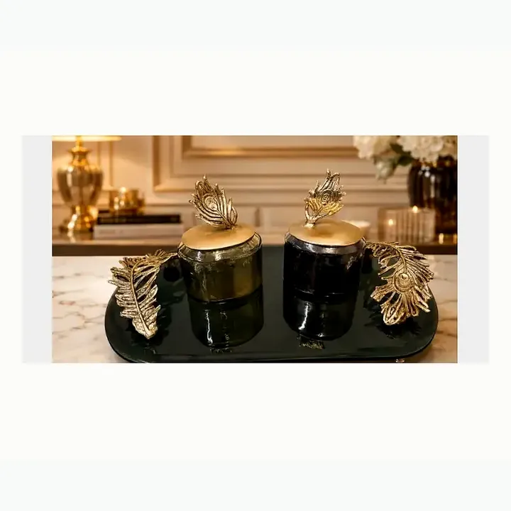 Decorative Jar Set with Leaf Tray