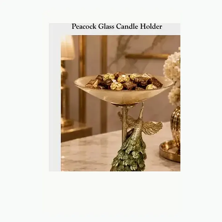 Peacock Glass Candle Holder alternate view