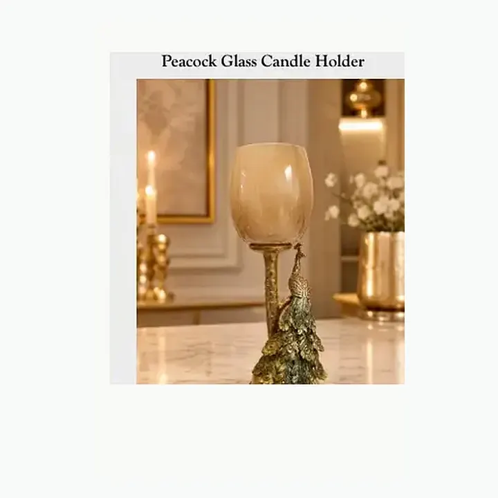 Peacock Glass Candle Holder alternate view