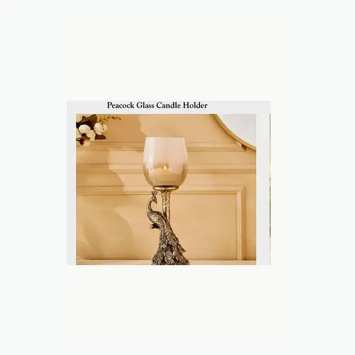 Peacock Glass Candle Holder detail