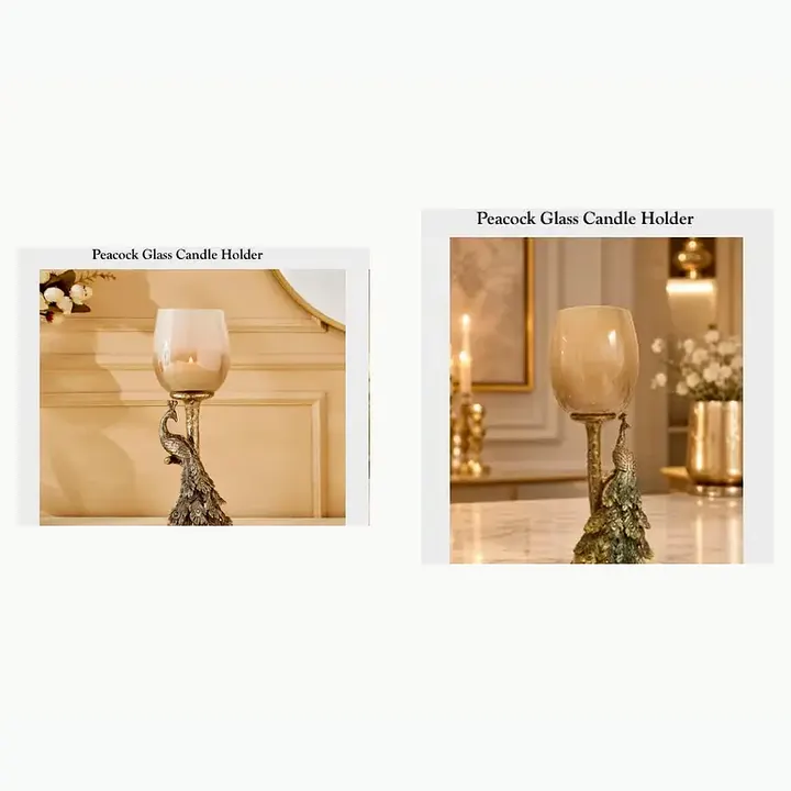 Peacock Glass Candle Holder