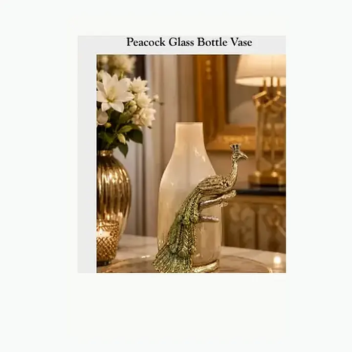 Peacock Glass Bottle Vase alternate view
