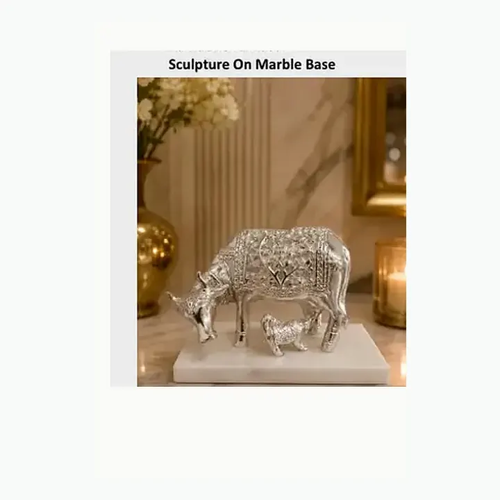 Kamadhenu Décor Sculptures on Marble Base alternate view