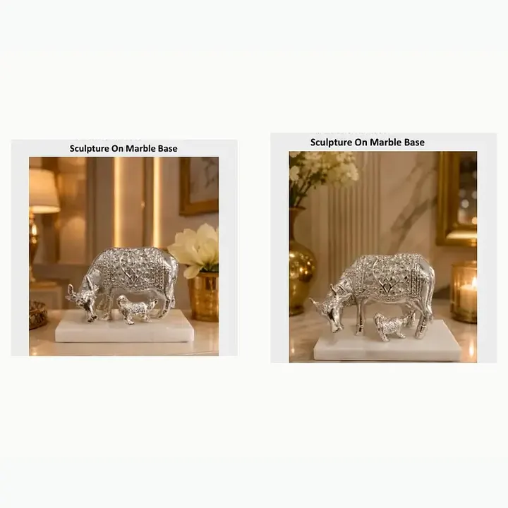 Kamadhenu Décor Sculptures on Marble Base