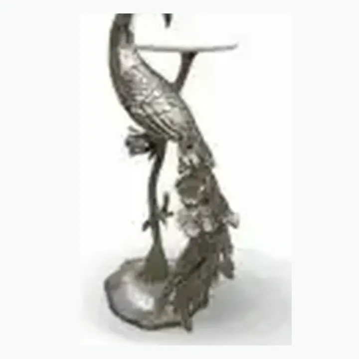 #6351 14X11.5X29 @4950 Silver Peacock Table With Marble Top alternate view