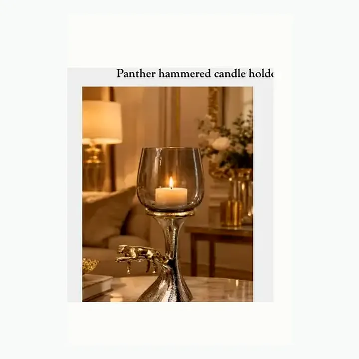 Panther hammered candle holder detail
