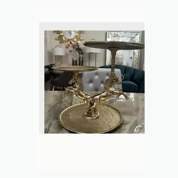#6197 16X12X13 @2895 Horse Décor 3 Tier Cake Stand alternate view