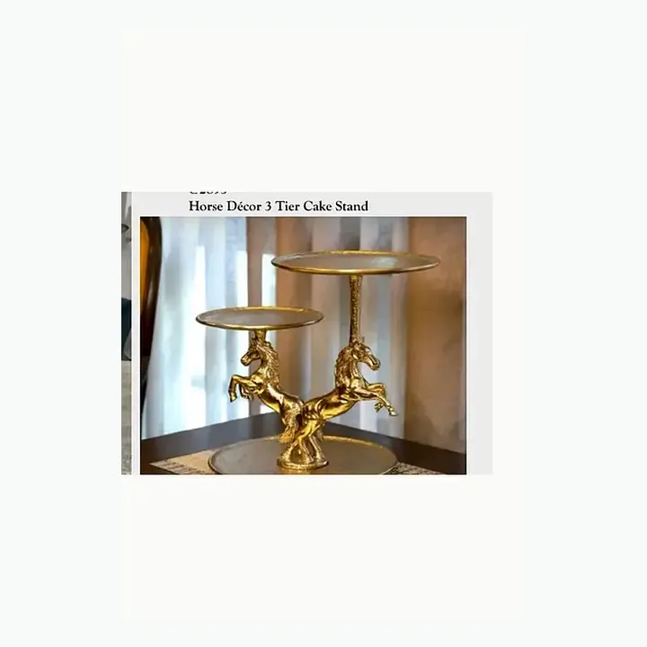#6197 16X12X13 @2895 Horse Décor 3 Tier Cake Stand detail