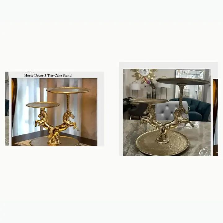 #6197 16X12X13 @2895 Horse Décor 3 Tier Cake Stand