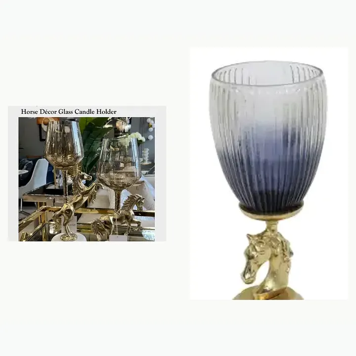 Horse Décor Glass Candle Holder