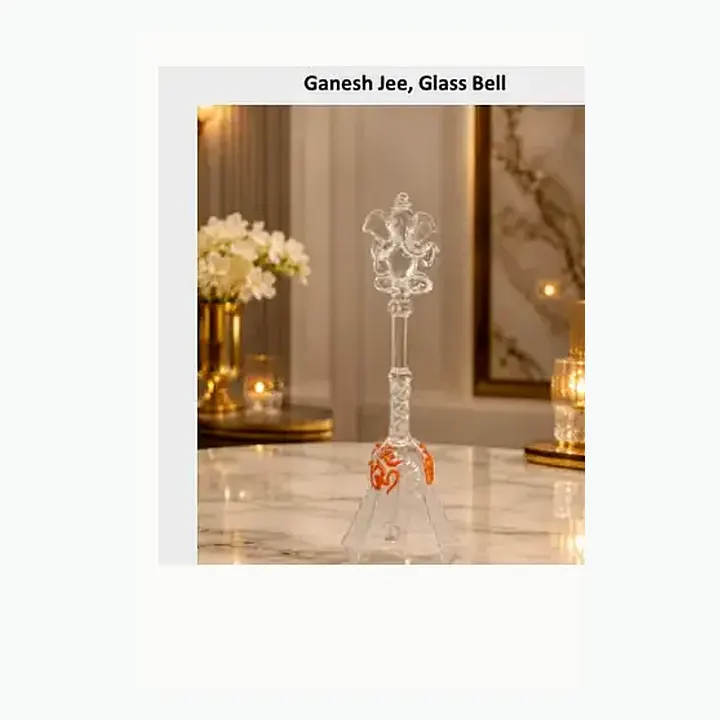 #6553 2x5 @260 Glass Amber Bell #6553 2.25x7 @260 Ganesh Jee, Glass Bell alternate view