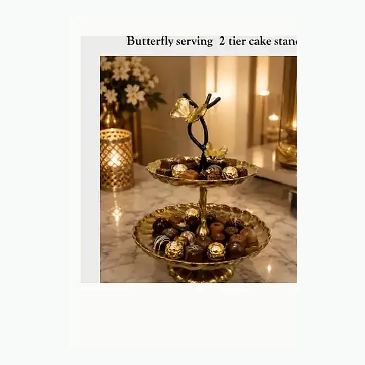 Butterfly serving 2 tier cake stand alternate view