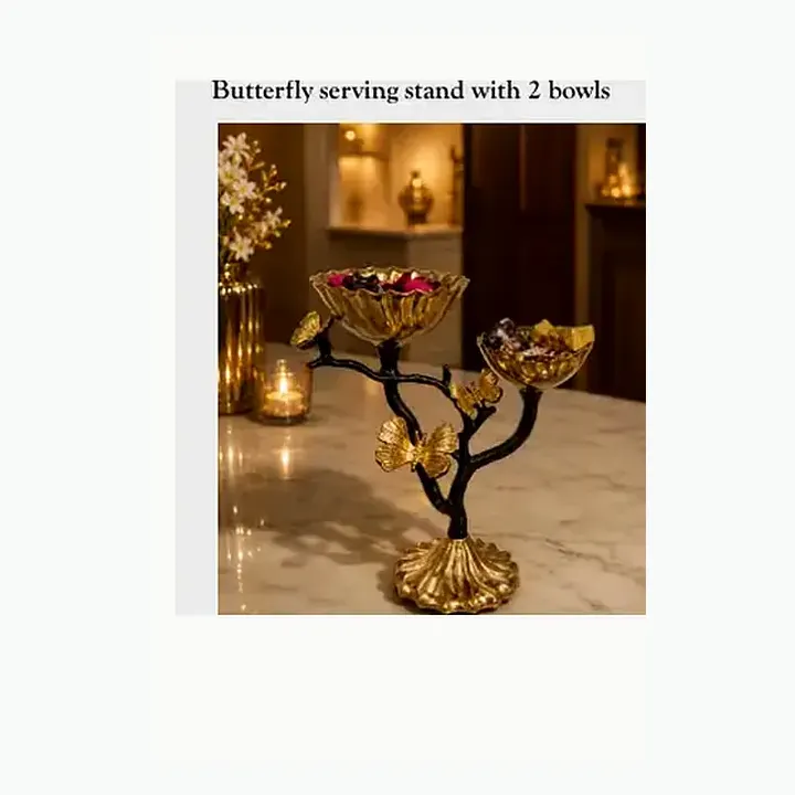 Butterfly serving bowl on stand alternate view