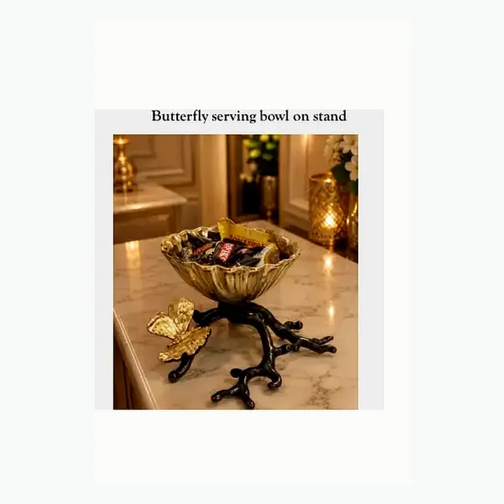 Butterfly serving bowl on stand detail
