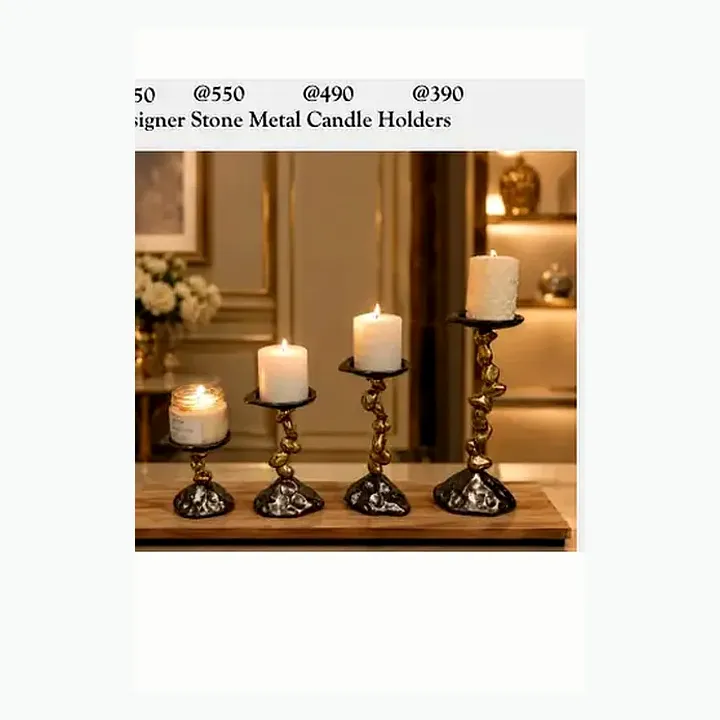 Designer Stone Metal Candle Holders alternate view