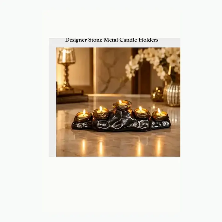 Designer Stone Metal Candle Holders alternate view