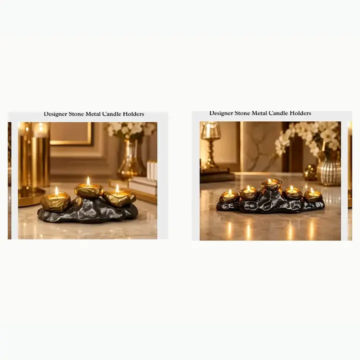 Designer Stone Metal Candle Holders