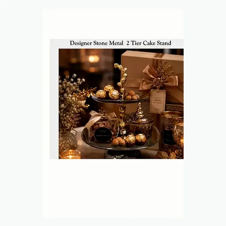 Designer Stone Metal 3 Tier Cake Stand alternate view