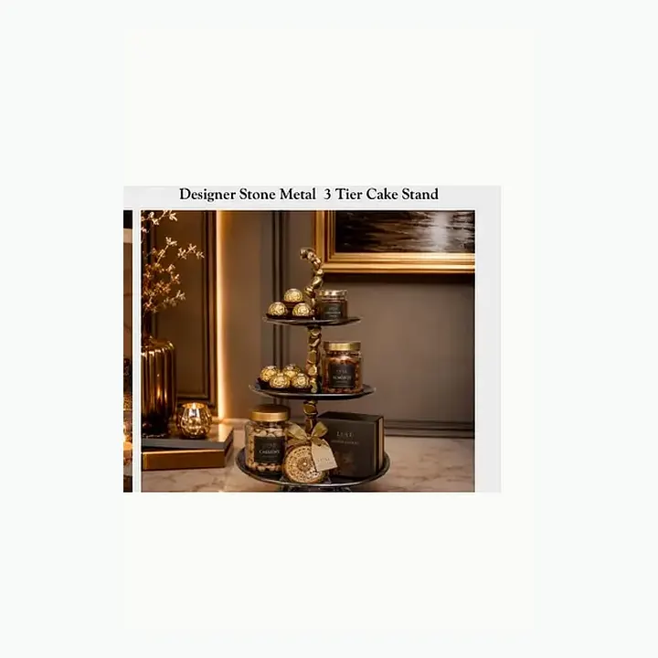 Designer Stone Metal 3 Tier Cake Stand detail