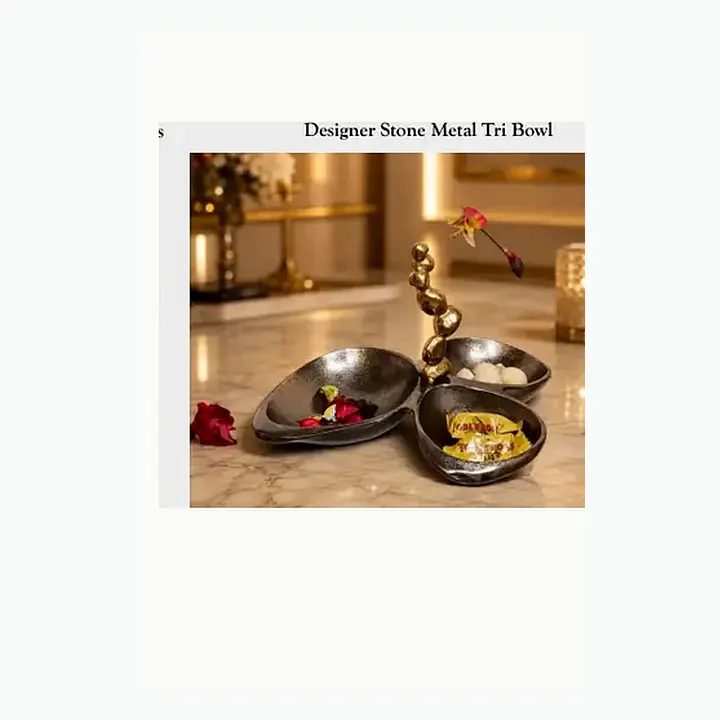 Designer Stone Metal Tri Bowl alternate view