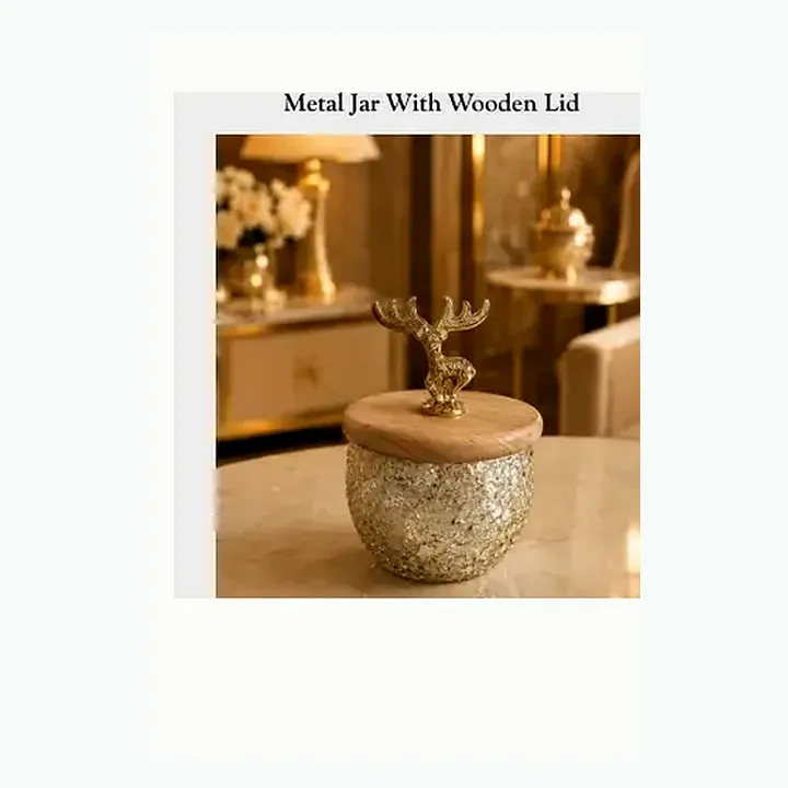 Metal Jar With Wooden Lid alternate view