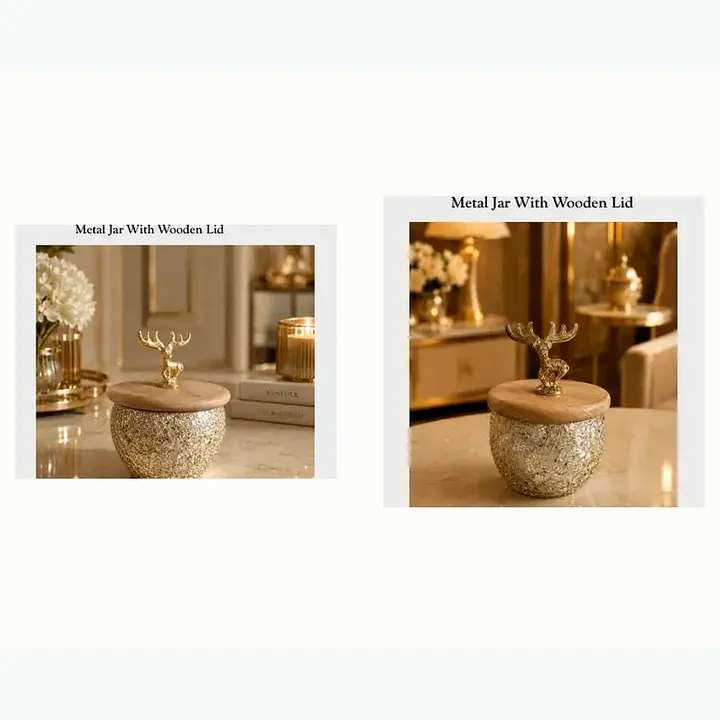 Metal Jar With Wooden Lid