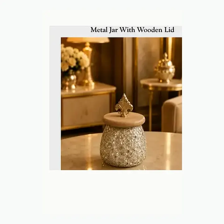 Metal Jar With Wooden Lid alternate view