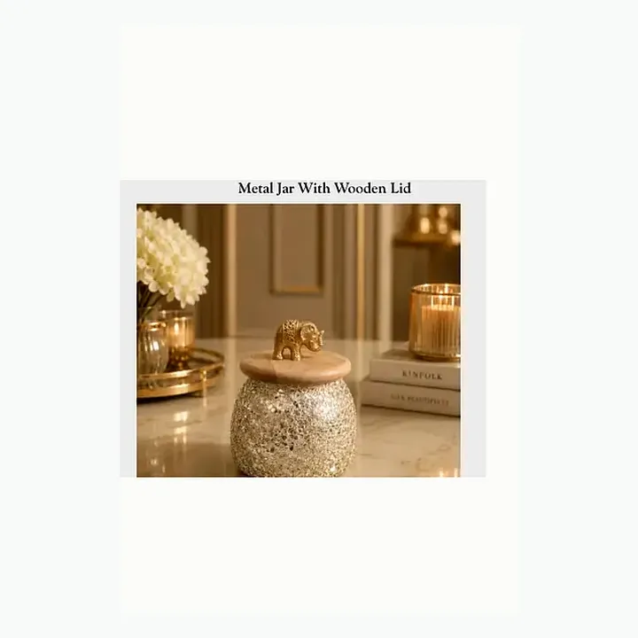 Metal Jar With Wooden Lid detail