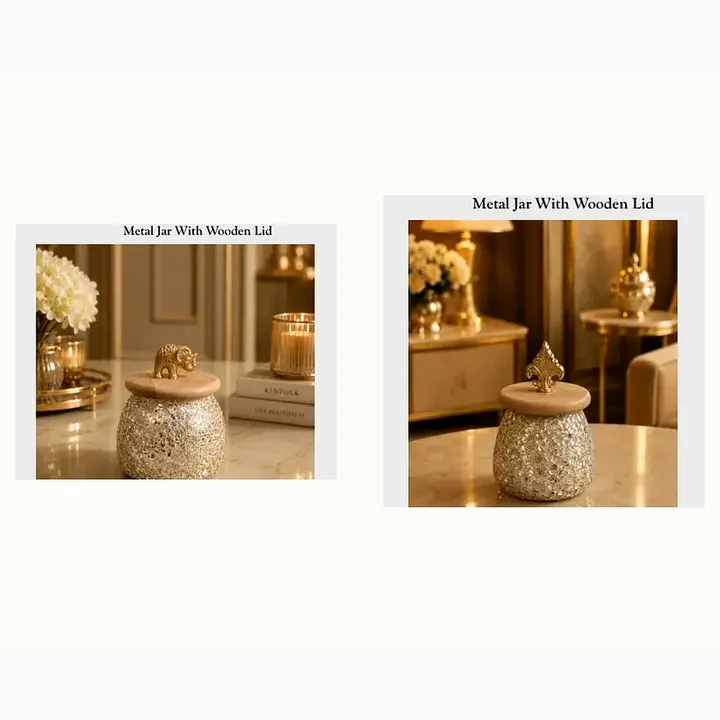 Metal Jar With Wooden Lid