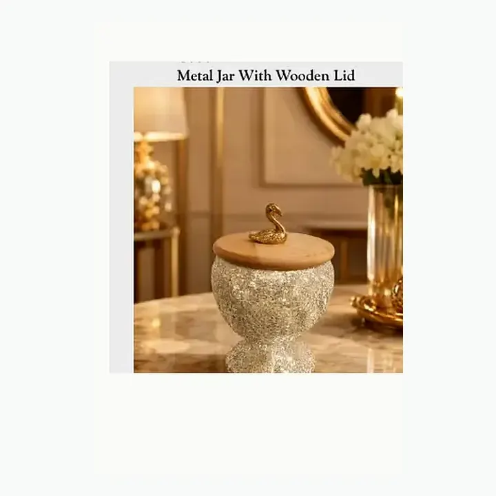 Metal Jar With Wooden Lid alternate view