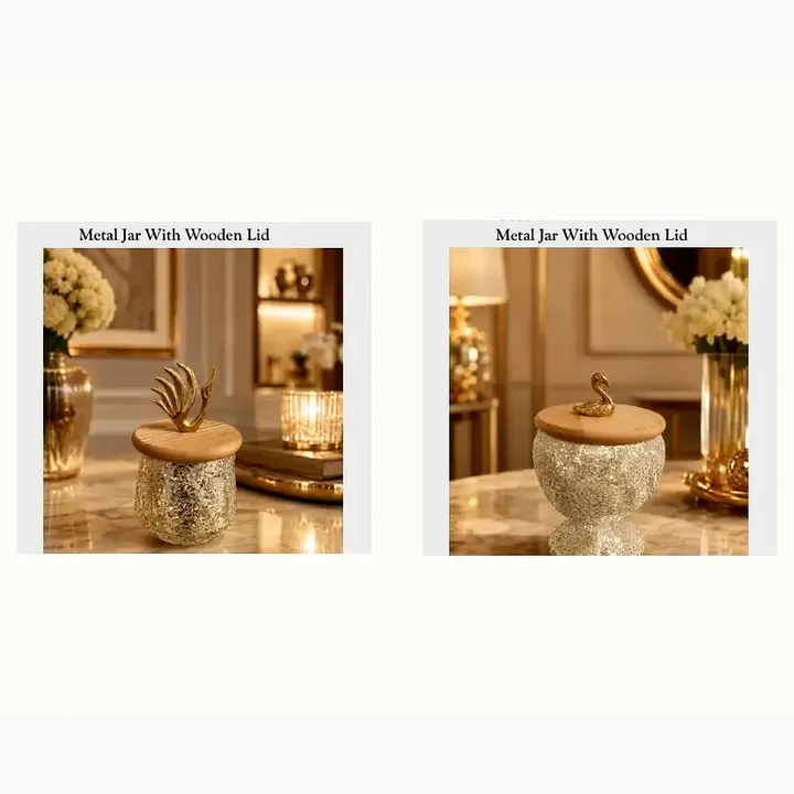 Metal Jar With Wooden Lid