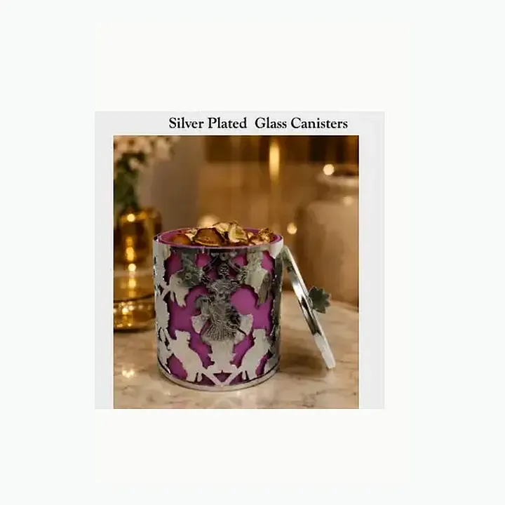 Silver Plated Glass Canisters detail
