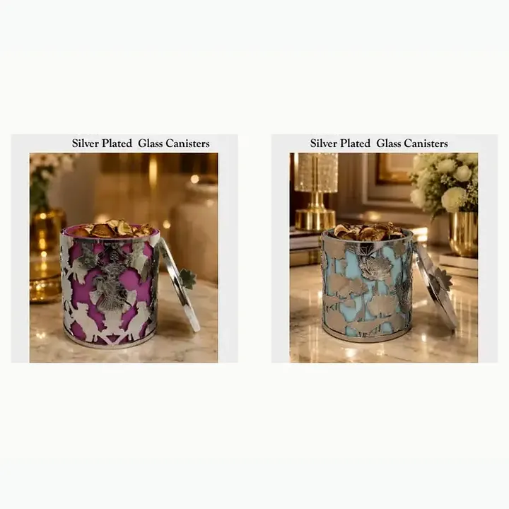 Silver Plated Glass Canisters