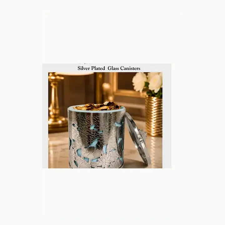 Silver Plated Glass Canisters detail