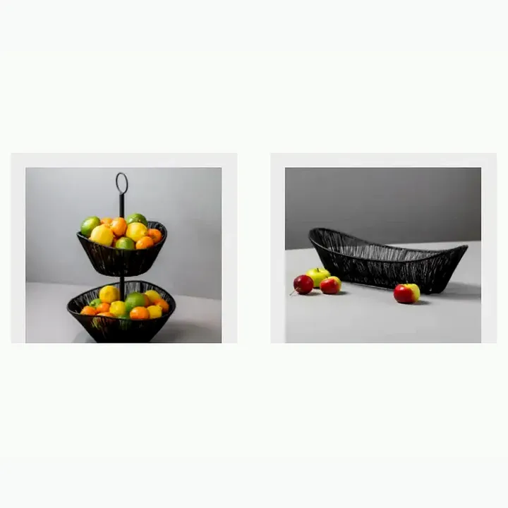 #5843 14x6x4 @260 Décor Metal Basket #5844 8x10x19 @490 Décor Metal Cake Stand