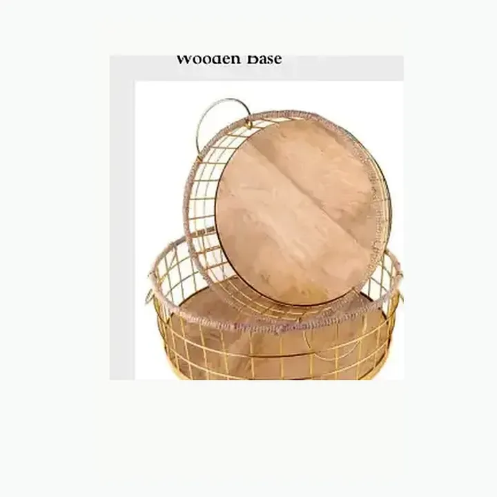 Metal Baskets With Wooden Base alternate view