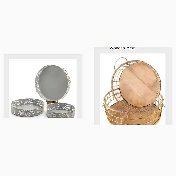 Metal Baskets With Wooden Base