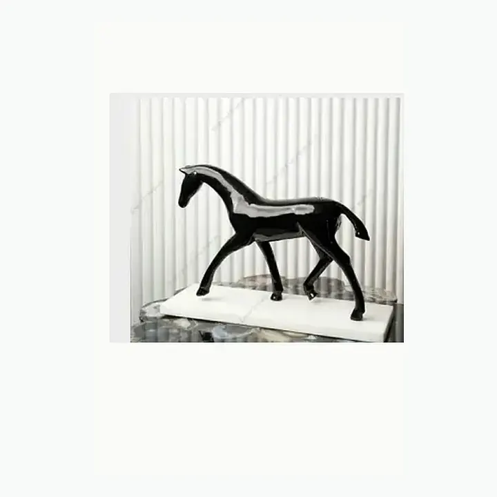 Metal Horse Sculpture With Marble Base alternate view