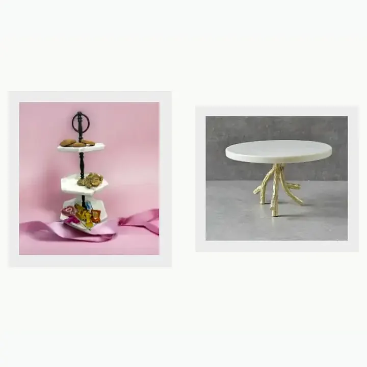 #5244 10X10X22 @1190 Marble 3 Tier Cake Stand #5243 8X8X7.5 @690 Marble Cake Stand