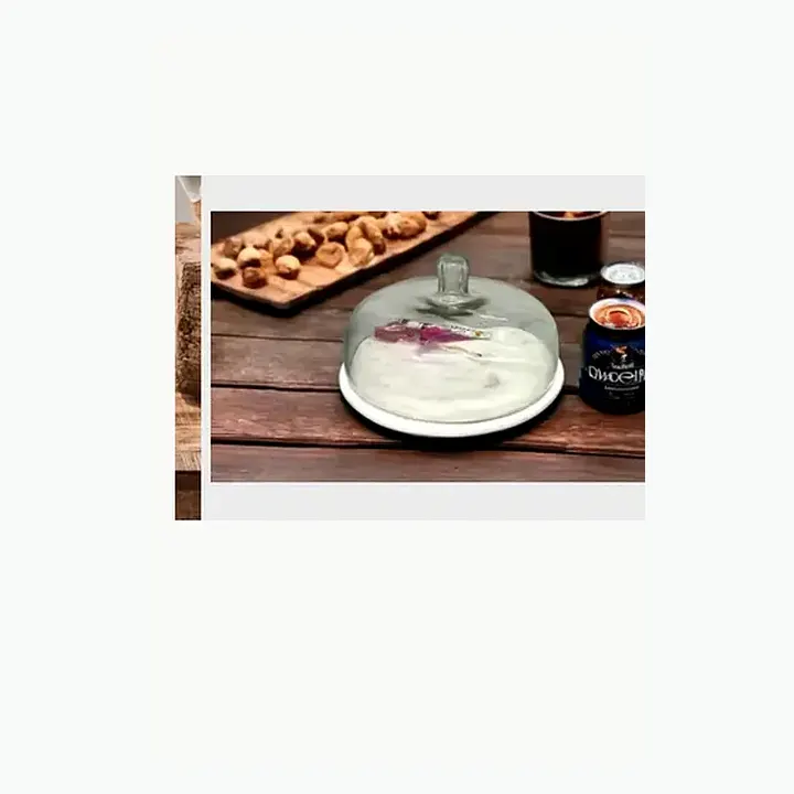Marble Cake Stand With Glass Dome alternate view