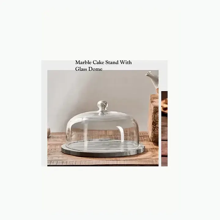 Marble Cake Stand With Glass Dome detail