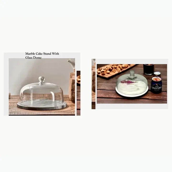 Marble Cake Stand With Glass Dome