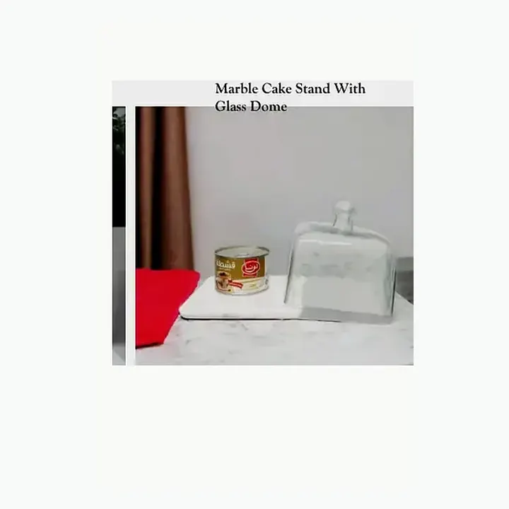 Marble Cake Stand With Glass Dome alternate view