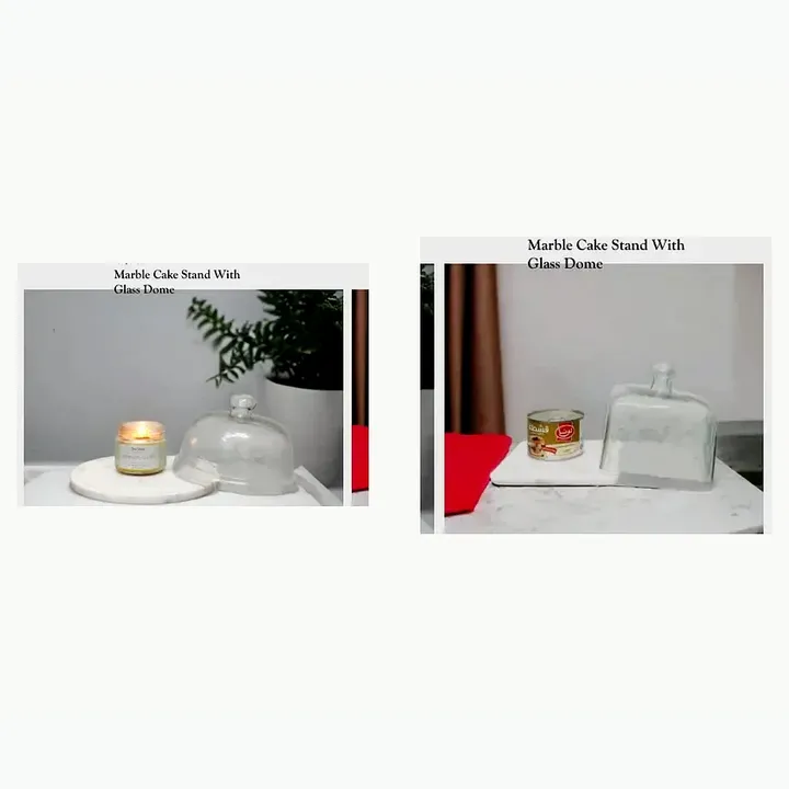 Marble Cake Stand With Glass Dome