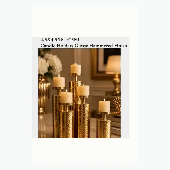 Candle Holders Glossy Hammered Finish detail